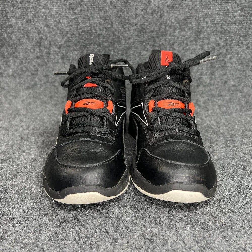 Reebok More Buckets Basketball Shoes Boy's 1.5 Black‎ Leather Athletic Sneakers